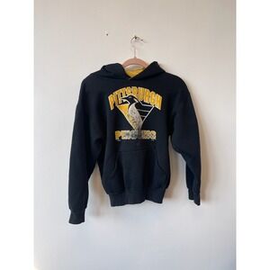 Vintage90s Pittsburgh Penguins‎ Sweatshirt Dodger Black Hockey Hoodie Kids Large